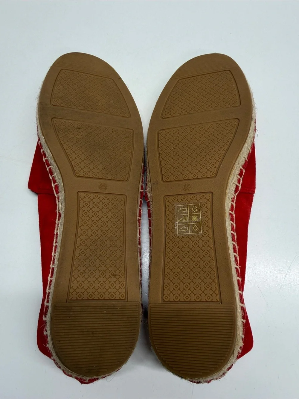 Tory Burch Colorblock Espadrilles Flats Shoes Slip On Suede Leather Red Size 8.5